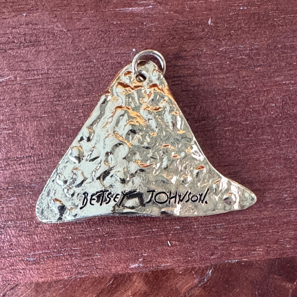 Betsey Johnson Gold tone Hammered Triangle Pendant